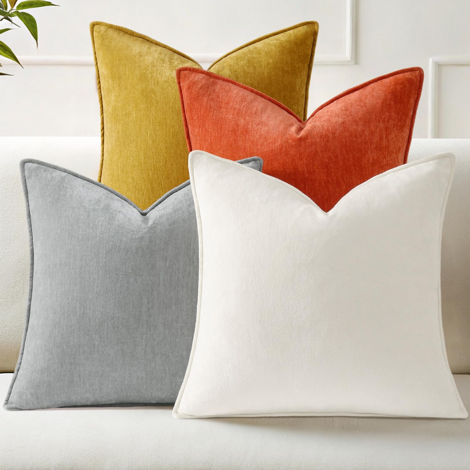 Eclipse Innovation Spring Set of 4 Beige Couch Throw Pillow Covers 18x18 - Image 4