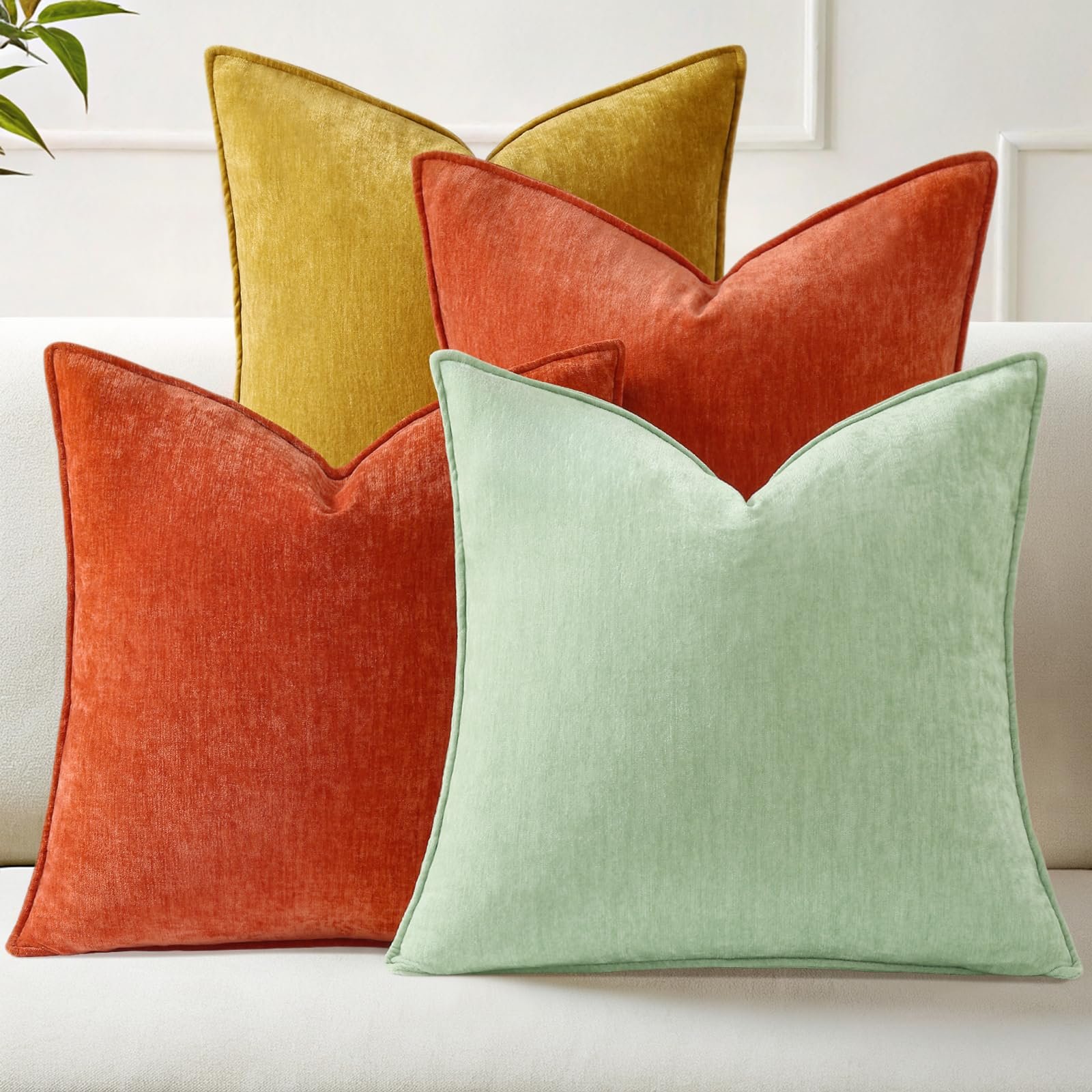 Eclipse Innovation Spring Set of 4 Beige Couch Throw Pillow Covers 18x18