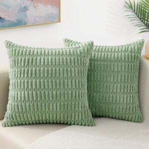 Eclipse Innovation Sage Green Neutral Decorative Fall Throw Pillow Covers 16x16 Inch Set of 2