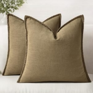 Eclipse Innovation Decorative Linen Farmhouse Throw Pillow Covers 18x18 Set of 2