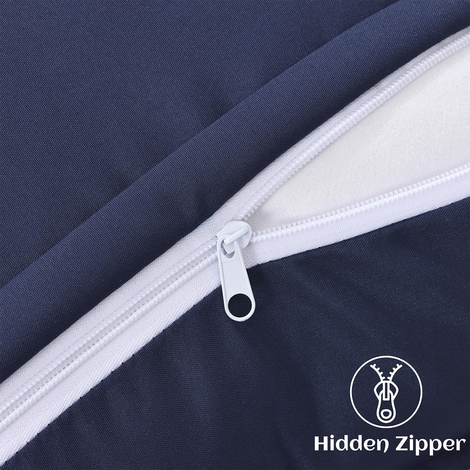 Eclipse Innovation Waterproof Outdoor Pillow Cover with Flange Edges, 18x18 Set of 1 Faux Linen Decorative Throw Pillow Case, Farmhouse Cushion Cover for Garden Patio Balcony, Twilight Blue - Image 3